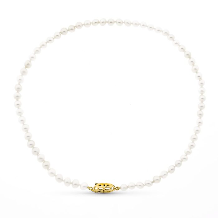 18K GARGANTILLA PERLA CULTIVADA BROCHE TIMON ORO AMARILLO 40CM