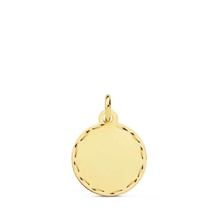 9K DISCO ORO AMARILLO LISO MATIZADO CON BORDE TALLADO 18 MM