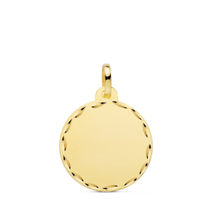 9K PLACA CHAPA DISCO LISO ORO AMARILLO MATE TALLADO 18 MM