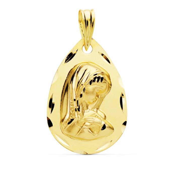 9K MEDALLA ORO AMARILLO VIRGEN NIÑA 21X14 MM