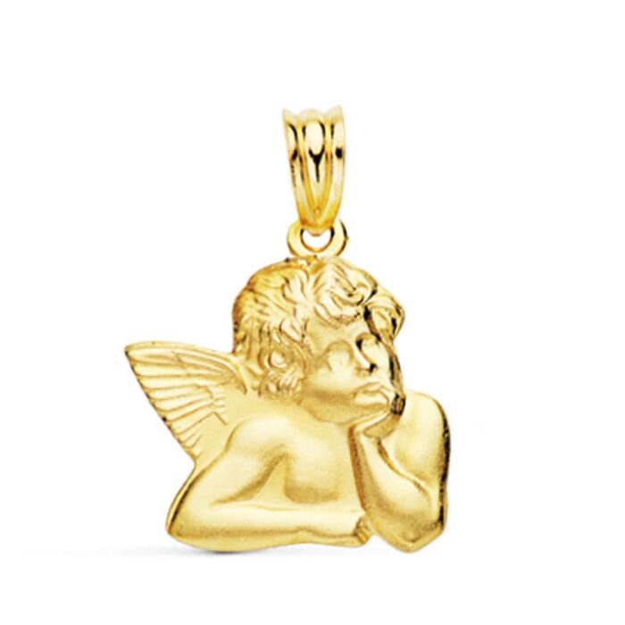 Colgante calado con la silueta del ángel burlón en oro amarillo de 18 quilates 20x20 mm