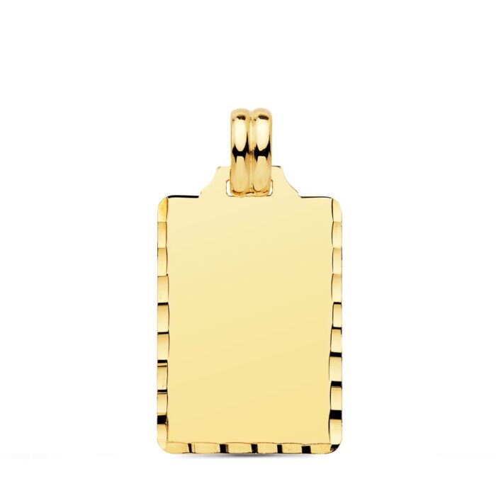 18K PLACA CHAPA LISA ALTO BRILLO ORO AMARILLO TALLADA 24X14 MM