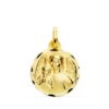 Medalla Ángel de la Guarda con Niño en Oro Amarillo 18K - Borde Tallado 16 mm