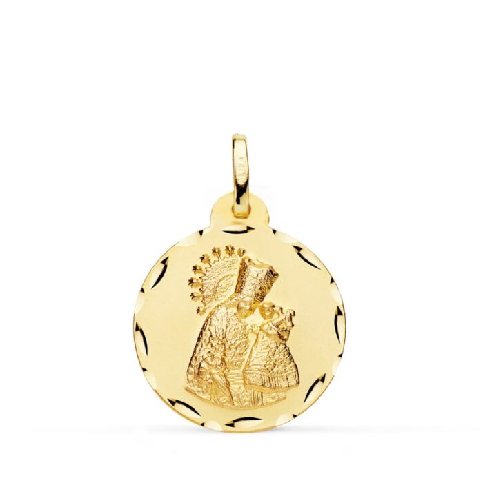 18K MEDALLA ORO AMARILLO VIRGEN DE LOS DESAMPARADOS TALLADA 20 MM