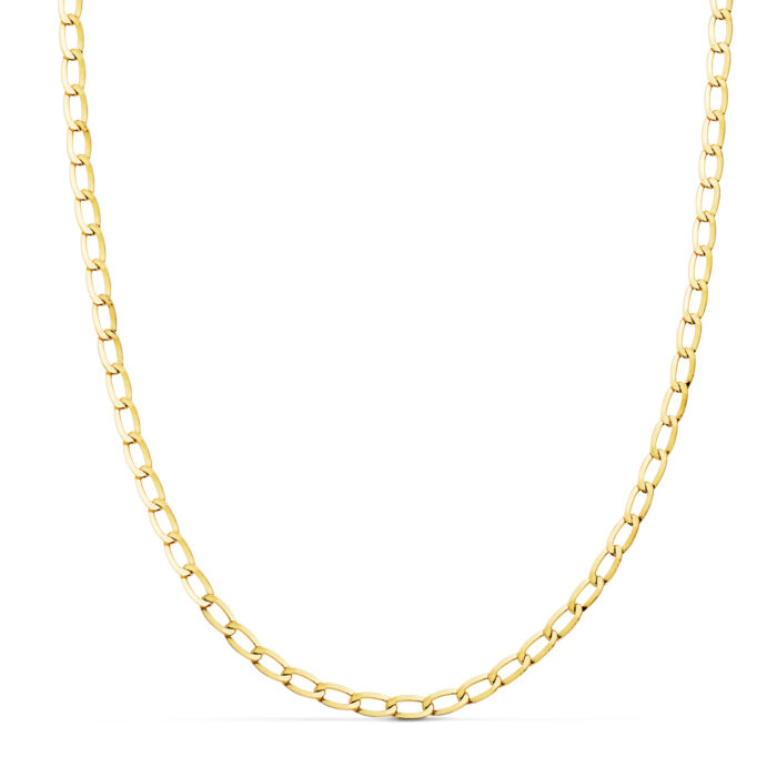 18K CADENA ORO AMARILLO HUECA BILBAO PLANA LARGO: 60CM  ANCHO: 3,5 MM