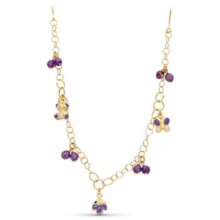18K GARGANTILLA ORO AMARILLO ESMALTE Y PIEDRAS
