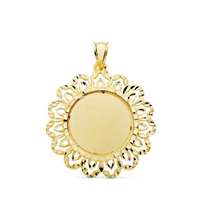 18K PLACA CHAPA ORO AMARILLO CERCO CALADO 30 MM