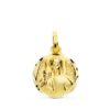 Medalla Ángel de la Guarda con Niño en Oro Amarillo 18K - Borde Tallado 14 mm
