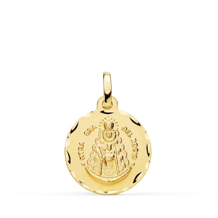 18K MEDALLA ORO AMARILLO VIRGEN DEL ROCIO TALLADA 18 MM