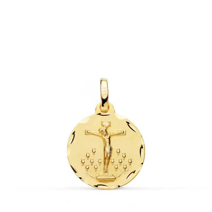 18K MEDALLA ORO AMARILLO CRISTO DE LA LAGUNA TALLADA 16 MM