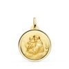 Medalla grande de San Antonio de Padua en oro amarillo de 18 quilates, 24 mm, con borde de bisel liso brillante y relieve central.