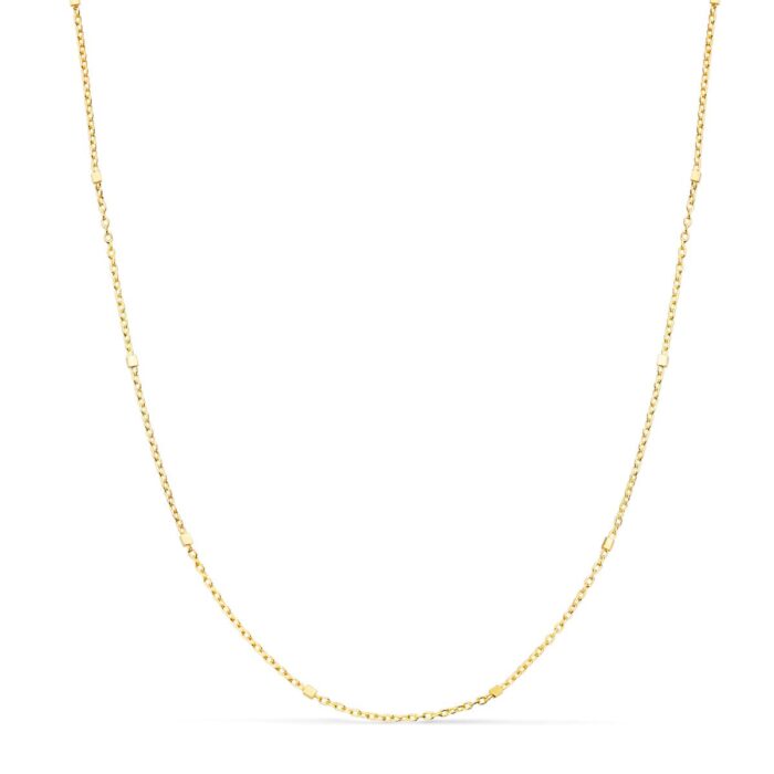 18K CADENA ORO AMARILLO HUECA COMBINADA FORZADA Y CUBOS. LARGO 40CM ANCHO 1 MM