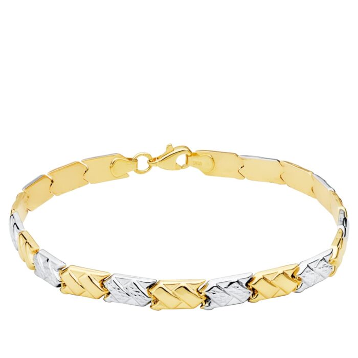 18K PULSERA BICOLOR ESTAMPACION 19CM