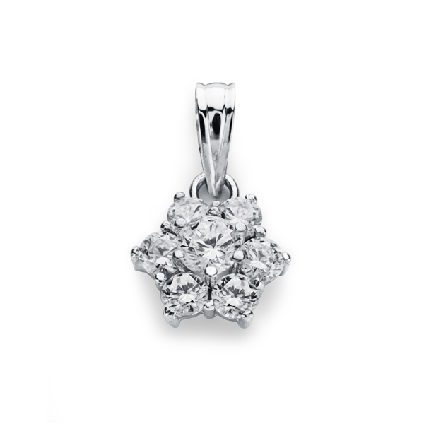 18K COLGANTE ORO BLANCO CUAJO 7 CIRCONITA 10X9 MM