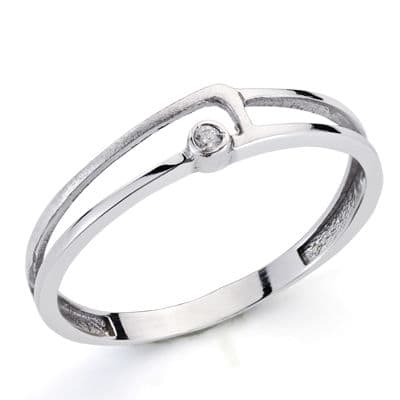 18K SORTIJA ORO BLANCO CON DIAMANTE  0.013  QTS.