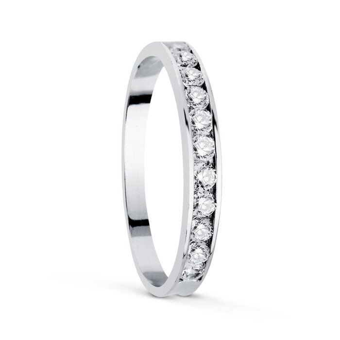 18K ALIANZA ORO BLANCO CARRIL CIRCONITAS. ANCHO: 2,5 MM.