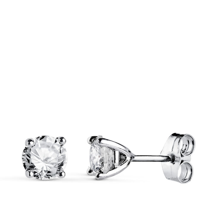 18K PENDIENTES ORO BLANCO DIAMANTES LABORATORIO TALLA BRILLANTE 5MM 1,00 QTS. VS1-G. 5X5 MM CIERRE PRESION
