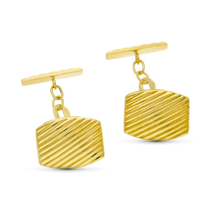 18K GEMELOS ORO AMARILLO GALLONEADOS TONEL 17X13 MM