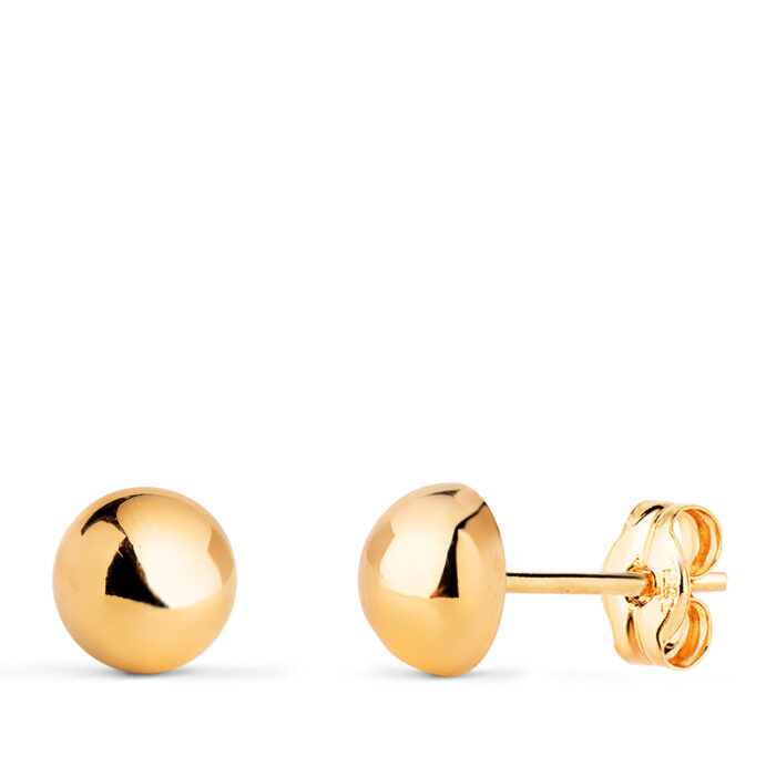 18K PENDIENTES ORO AMARILLO MEDIA BOLA LISA HUECA. ANCHO: 6 MM. CIERRE PRESION
