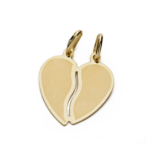 9K COLGANTE CORAZON ORO AMARILLO PARTIDO 17X15 MM