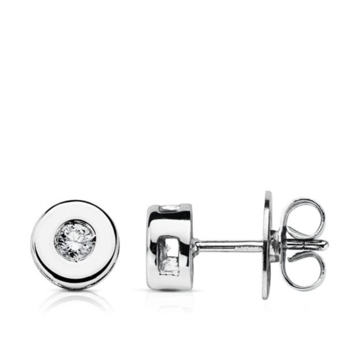 9K PENDIENTES ORO BLANCO CHATON DIAMANTE 2.50/H-SI 0.CIERRE PRESION