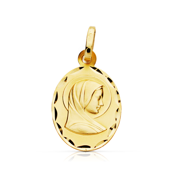 9K MEDALLA ORO AMARILLO REDONDA VIRGEN MARIA EN ORO AMARILLO 19X11MM