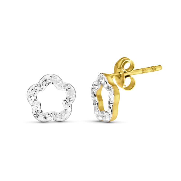 9K PENDIENTES ORO AMARILLO CIRCONITA 7X7 MM CIERRE PRESION