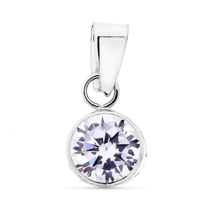 9K COLGANTE ORO BLANCO REDONDO CHATON CON CIRCONITA 6 MM