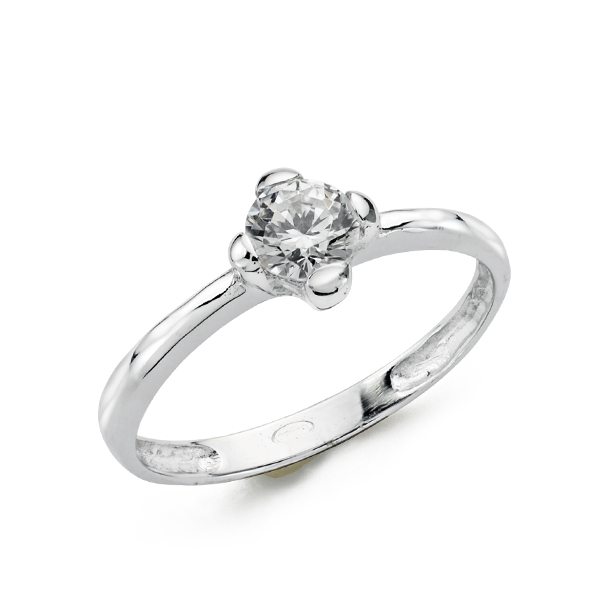 9K SOLITARIO ORO BLANCO CON CIRCONITA EN 4 GARRAS DE 5MM
