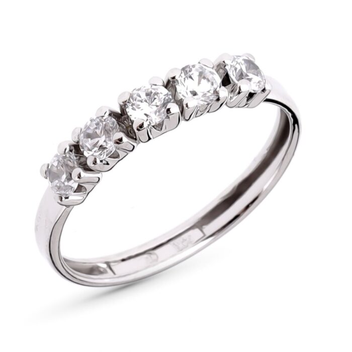 9K SORTIJA QUINTILLO ORO BLANCO CON CIRCONITAS EN GARRAS DE 3 MM