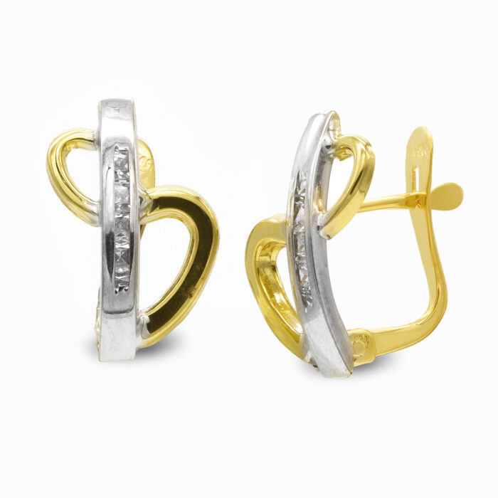 9K PENDIENTES BICOLOR COMUNION 14X8 MM CATALAN