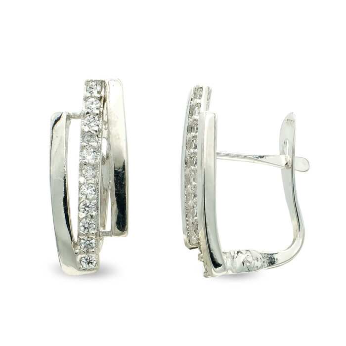9K PENDIENTES CIRCONITA ORO BLANCO CATALAN 15X6 MM