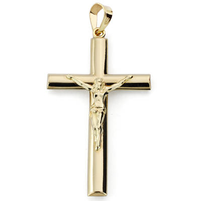 9K CRUZ ORO AMARILLO CRISTO OVAL 34X20 MM
