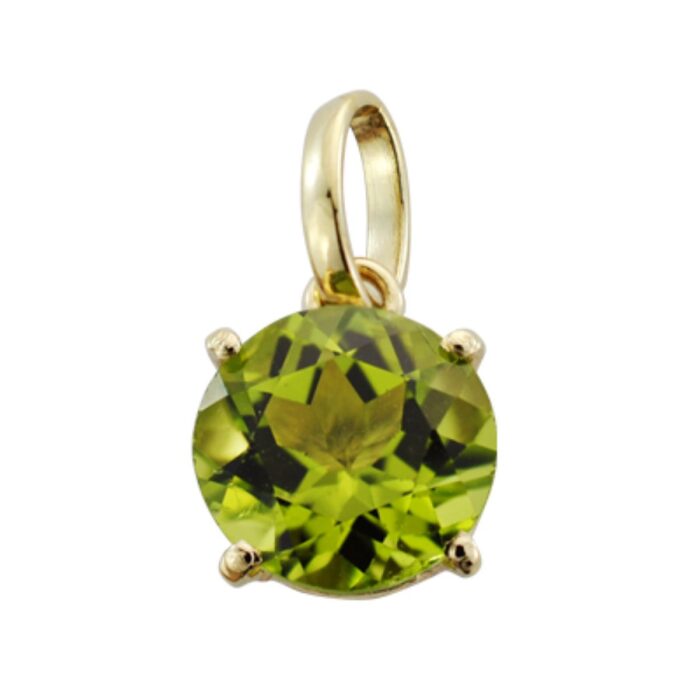 9K COLGANTE ORO AMARILLO 4 GARRAS CON OLIVINA NATURAL 1,95 QTS. 8X8 MM