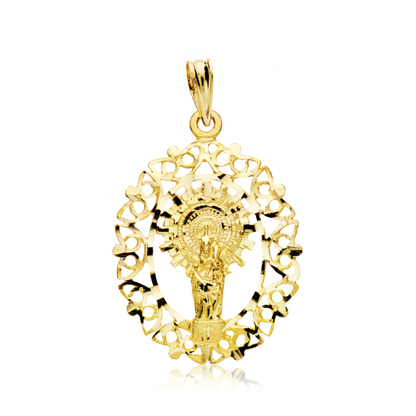18K MEDALLA ORO AMARILLO VIRGEN DEL PILAR ORLA 28X21 MM