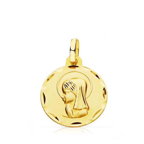 9K MEDALLA ORO AMARILLO VIRGEN NIÑA 14 MM