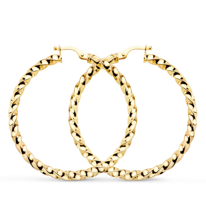 9K AROS ORO AMARILLO HUECOS RELIADOS BRILLO 36X3 MM