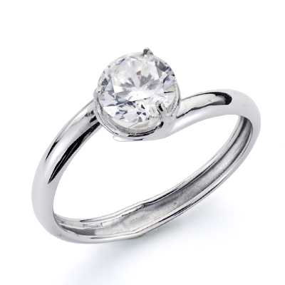 9K SOLITARIO ORO BLANCO CON CIRCONITA DE 5 MM