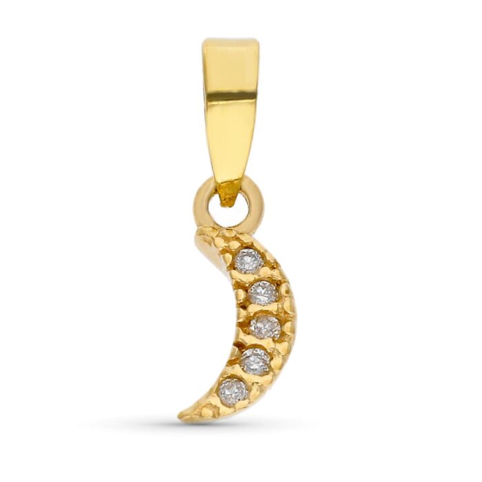 9K COLGANTE ORO BLANCO LUNA DIAMANTES 0.025 SI-H