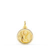 Medalla Angelito "Yo te Cuidaré" en Oro Amarillo 18K - 14 mm con Bisel