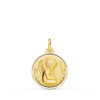 Medalla Angelito "Yo te Cuidaré" en Oro Amarillo 18K - 16 mm con Bisel