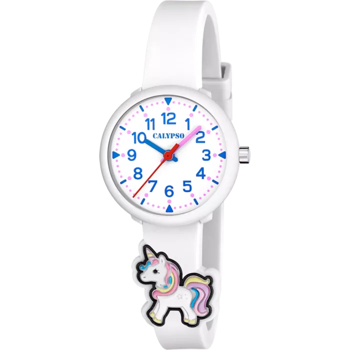 Reloj Calypso K5844/1 Niña – Blanco con Detalle de Unicornio y Movimiento Japonés