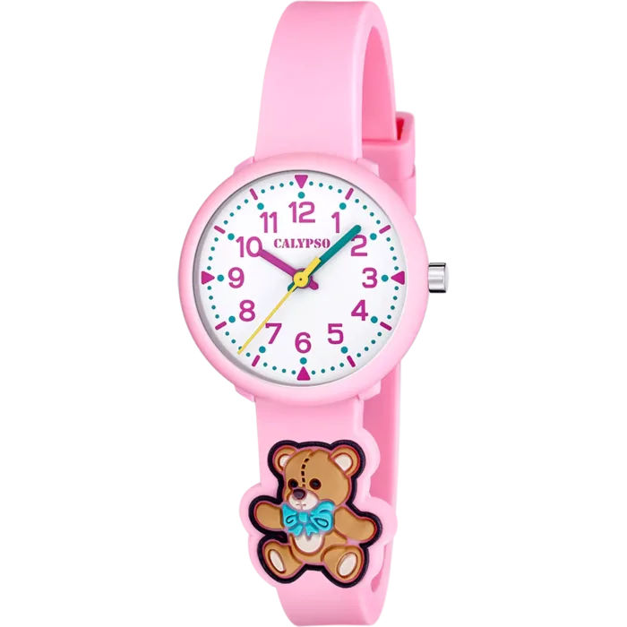 Reloj Calypso K5844/5 Niña – Rosa con Detalle de Osito y Cristal Mineral