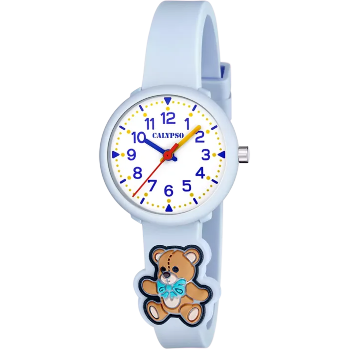 Reloj Calypso K5844/6 Niña – Azul Celeste con Detalle de Osito y Cristal Mineral