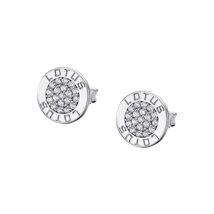 Pendientes de Botón Lotus Silver LP1252-4/1 para Mujer - Plata de Ley 925 con Pavé de Circonitas