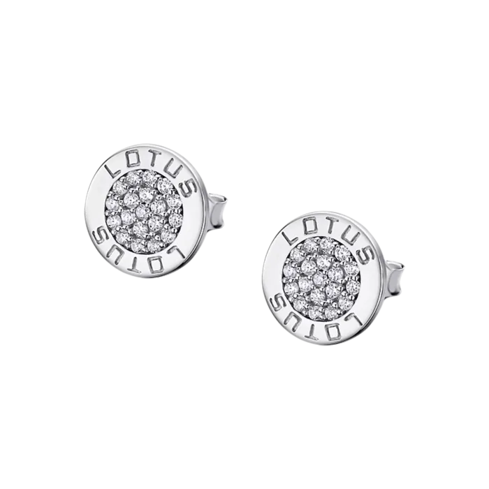 Pendientes Lotus Silver LP1252-4/6 para Mujer - Botón de Plata 925 con Pavé de Circonitas y Logo