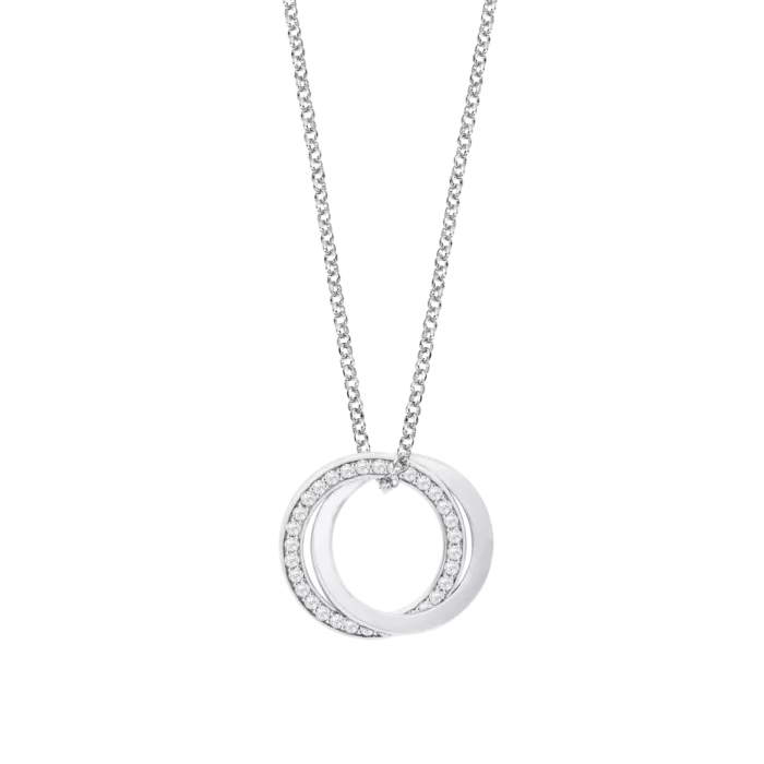 Collar Lotus Silver LP1990-1/1 de Plata 925 con Doble Círculo Entrelazado y Circonitas