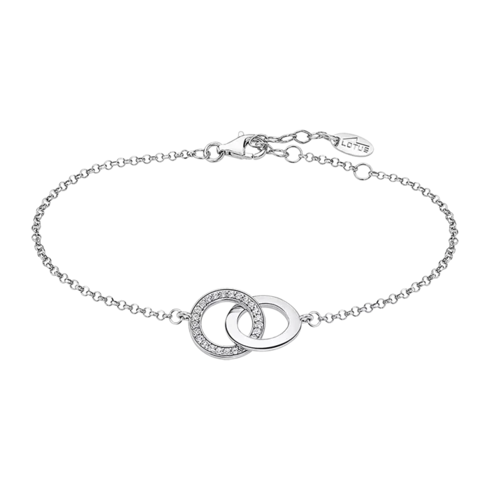 Pulsera Lotus Silver LP1990-2/1 de Plata 925 con Círculos Entrelazados y Circonitas