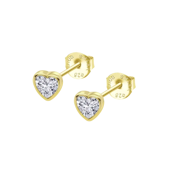 Pendientes de Corazón Lotus Silver LP2000-4/2 en Plata 925 Dorada y Circonita