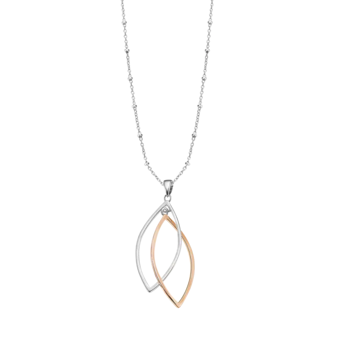 Collar Lotus Silver LP3533-1/1 para Mujer - Plata de Ley 925 Bicolor con Colgante Doble Hojas